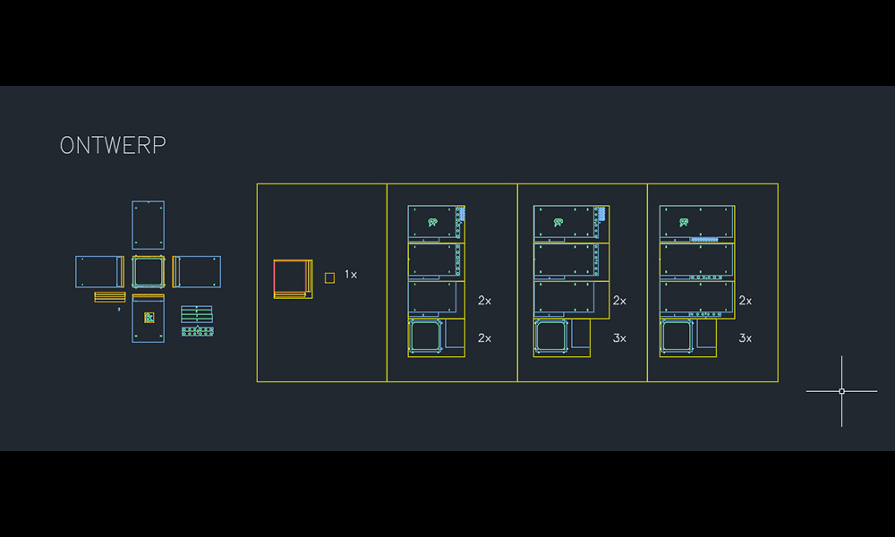 In AutoCAD zijn de technische tekeningen gemaakt.